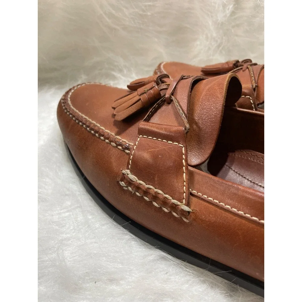 Roster Rainey Country Mens‎ Brown Leather Tassel Loafers Whipstitch Moc Toe 13 M